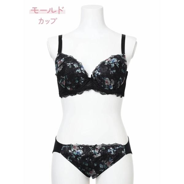 【脇高】[D85-I95］プリントレースブラ＆ショーツ(モールドカップ)