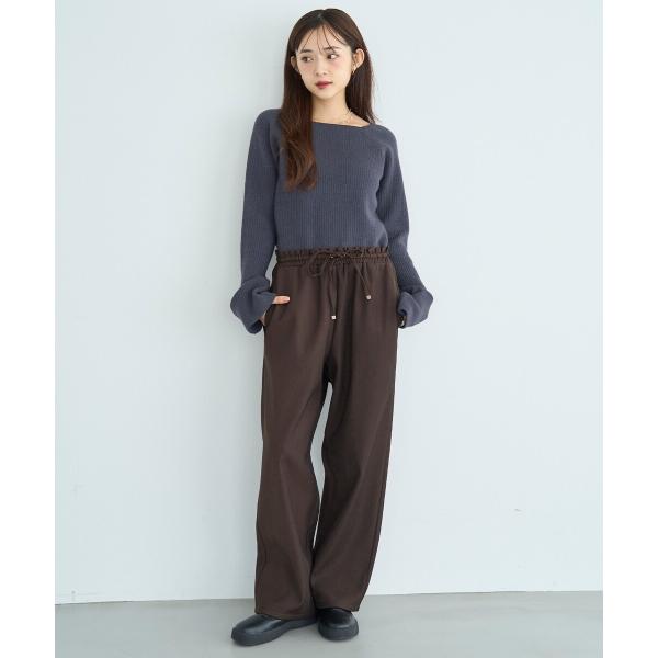 【mil (ミル)】裏ボア リラックスワイドパンツ