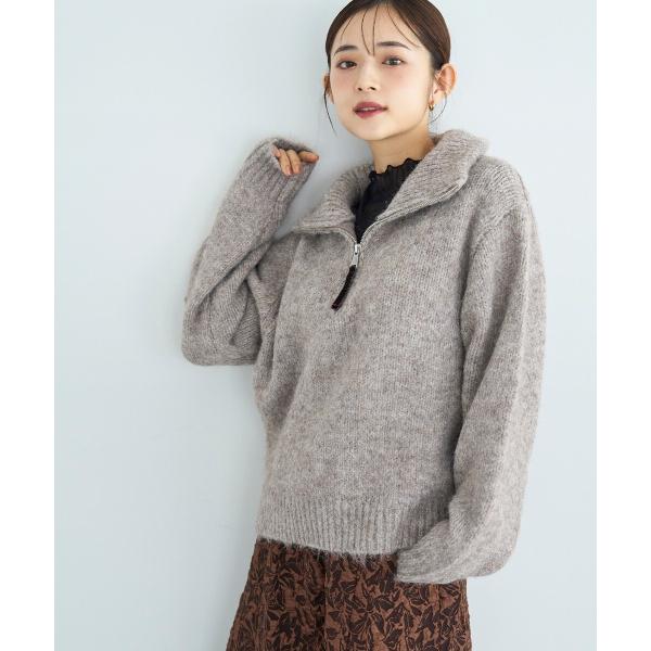 【mil (ミル)】ハーフジップ ハイネックニットプルオーバー