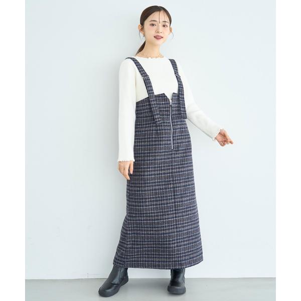 【mil (ミル)】チェック柄 フロントジップジャンスカ 【新色・再生産】