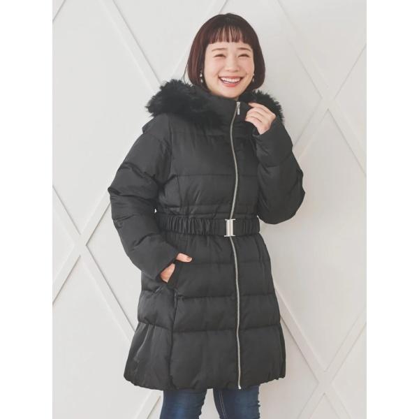 フードファーベルト付き中綿コート