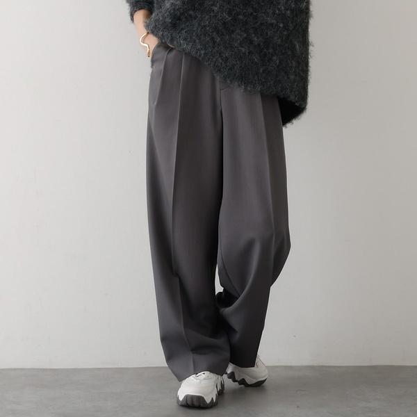 【後ろウエストゴム】タックワイドスラックス　m_01/シーズンレス/メンズライク