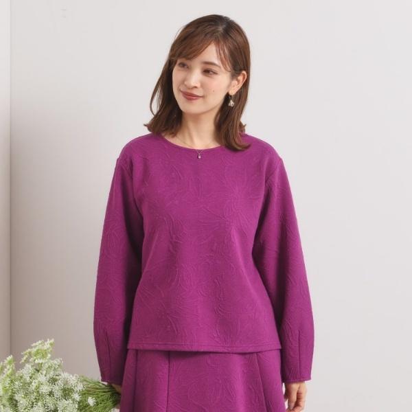 【洗濯機OK／セットアップ可】花柄ジャカードトップス