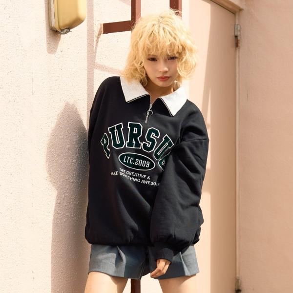 【LTXC】【綿100％】裏起毛ハーフジップスウェット