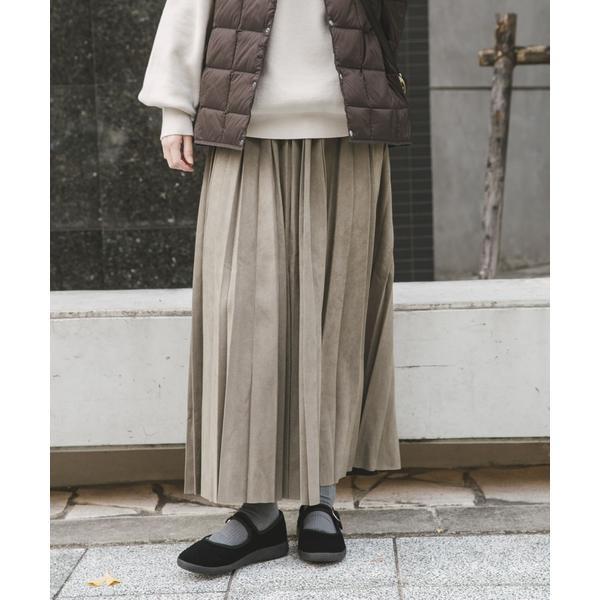 フェイクスエードプリーツスカート