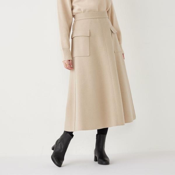 SHIPS Colors:〈手洗い可能〉ジャージーメルトン ポケット フレアスカート