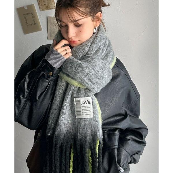 2025AW新作《JaVaジャバコラボ》ふんわりあったか。配色ボリュームマフラー