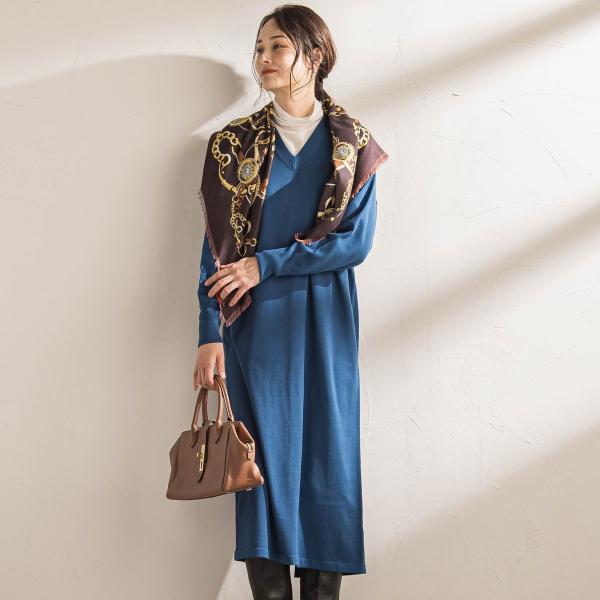 【WEB限定】Vネックニットワンピース≪丈長めあり/手洗い可能≫