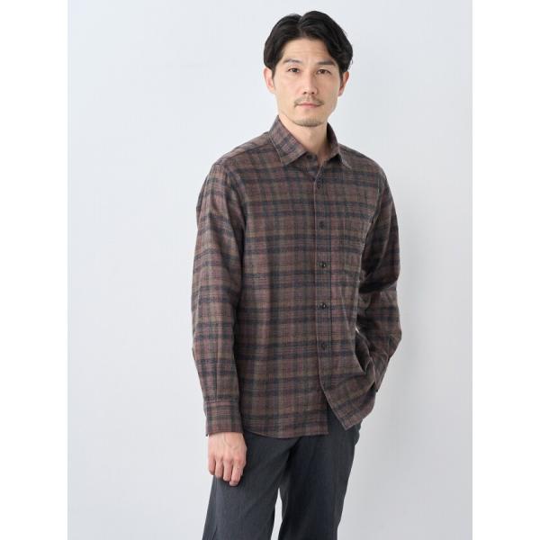 ぬくもりダークチェック長袖シャツ