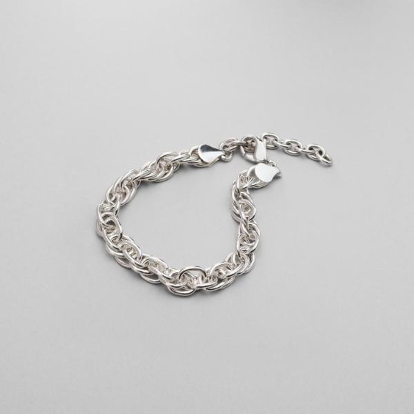 シルバー デザインチェーン ダブルケーブルブレスレット