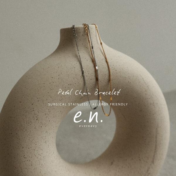 【金属アレルギー対応】 ペタルチェーン ブレスレット evernavy エバーネイビー