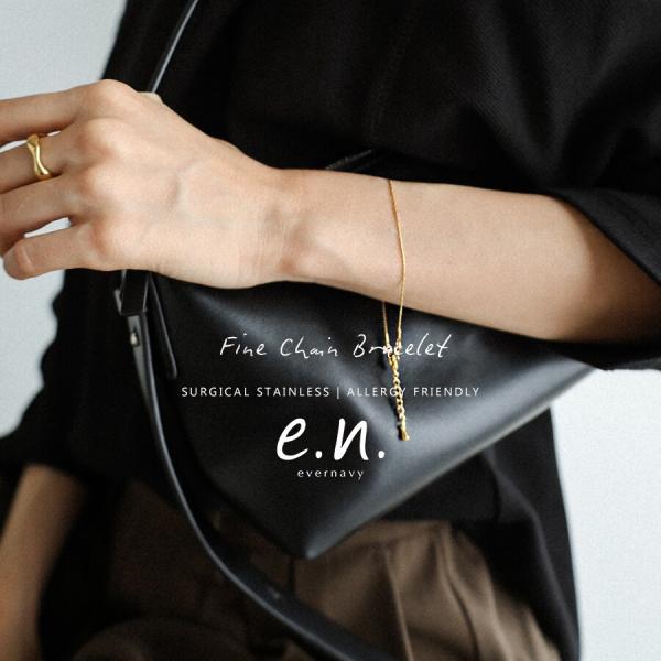 【金属アレルギー対応】 極細 チェーン ブレスレット evernavy エバーネイビー