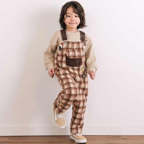 フロントポケットもこもこボアサロペット(80~110cm)