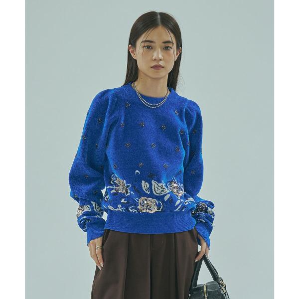 mici/BEADS and SEQUIN EMBROIDERY KNIT TOP