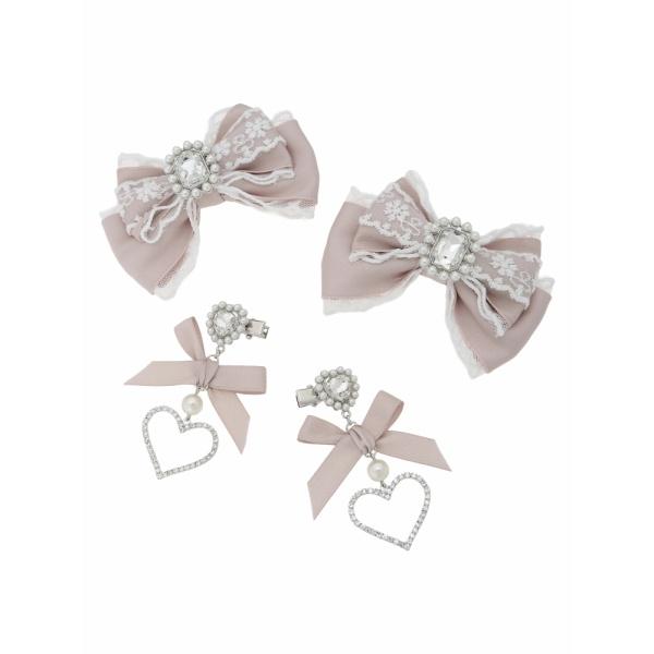 リボンヘアクリップ4点セット