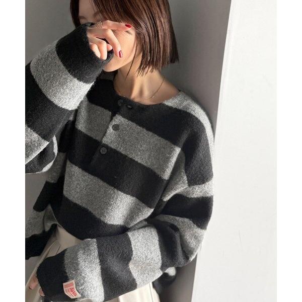 25AW新作《JaVaジャバコラボ》ボーダー＆無地◎ヘンリーネックラガーニットプルオーバー（長袖）