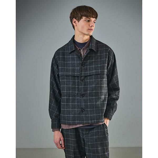 【セットアップ対応】ウールライク チェック CPOシャツブルゾン / ボックスシ