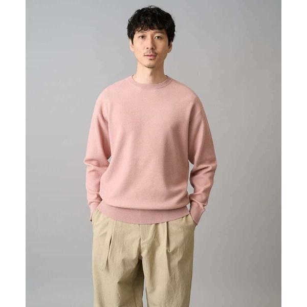 軽やかに着れる春夏ニット　【洗濯機で洗える】タックメッシュクルーネックニット