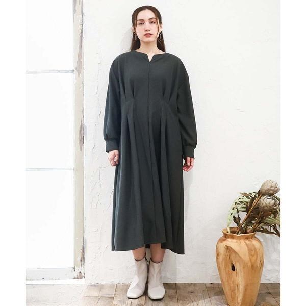 【大きいサイズ/LAVEANGE×eur3】タックジャージーワンピース