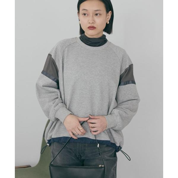 異素材ドロスト配色プルオーバー