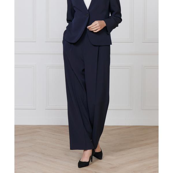 《大きいサイズ》ワンタックストレートセミワイドパンツ