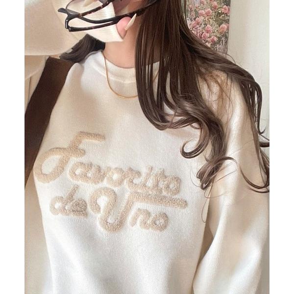 《JaVaジャバコラボ》後ろタックで作る旬シルエット♪サガラ刺繍風ロゴコクーンニット