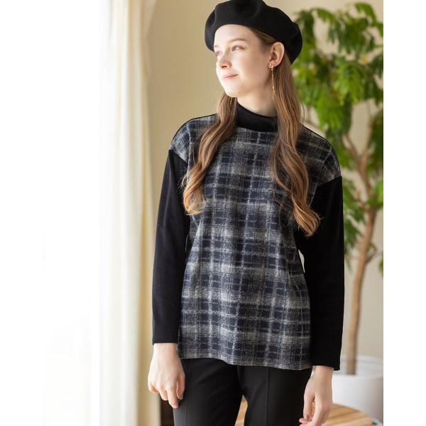 チェックカットソー