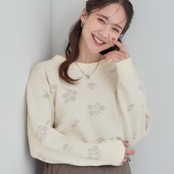 【S-LL】大人上品な レトロフラワーニット