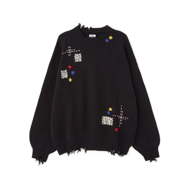 B omnivore／ビーオムニボー　HAND STITCH CREWNECK KNIT ハンドステ