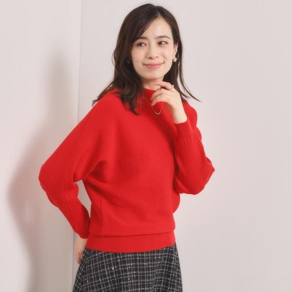 【手洗い可】リブドルマンハイネックニット