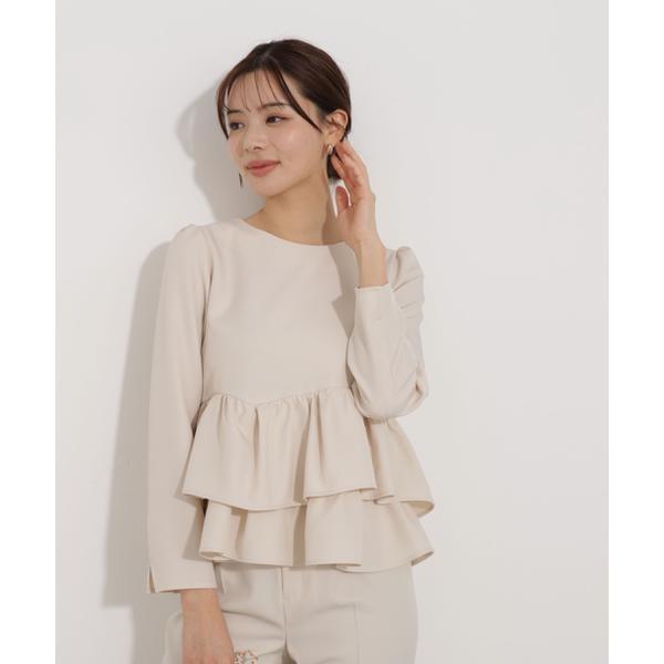 ＜ウォッシャブル＞ランダムヘムペプラムブラウス