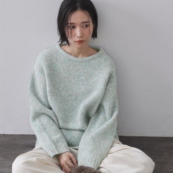 カラーMIXリラクシーミドルゲージニット【洗濯機OK】