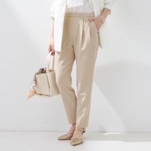 【褒められパンツ／高ストレッチ】タックテーパードパンツ