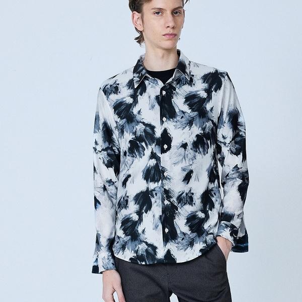 【フラワー柄】長袖 プリント シャツ