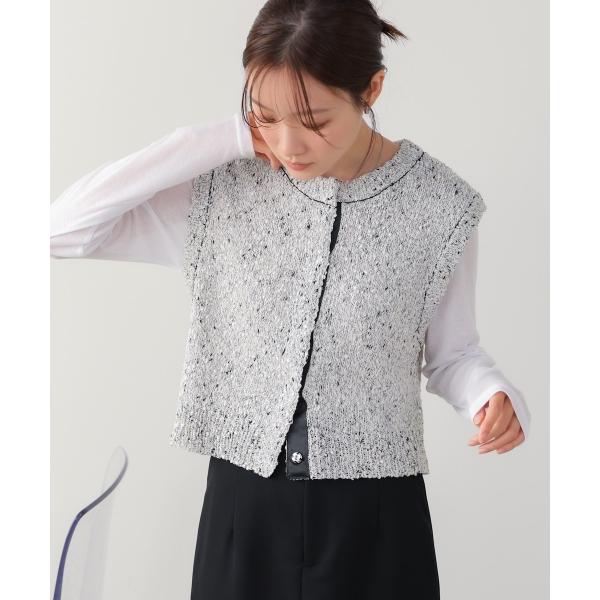 【セットアップ対応】ＭＩＸ編みラインニットトップス
