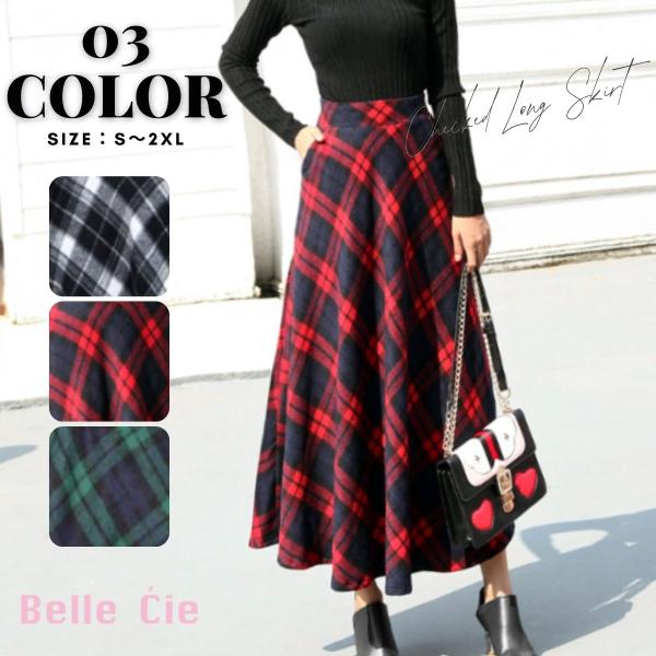 Skirt/チェック柄フレアロングスカート ST/No.27540