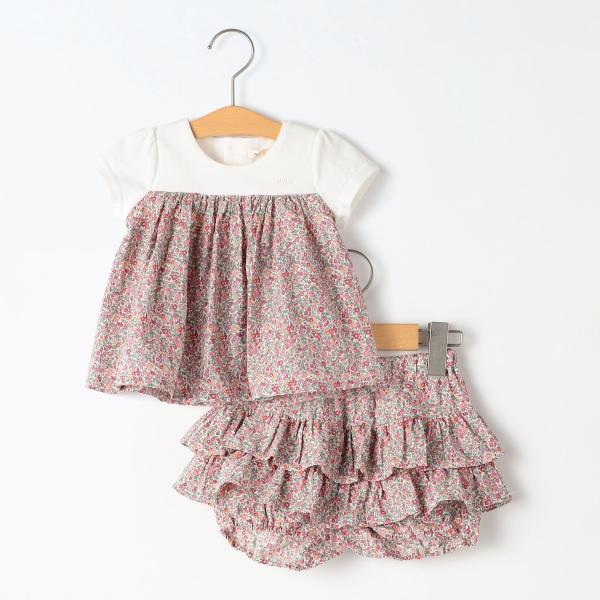 SHIPS KIDS:70〜80cm / フラワー セット ロンパース