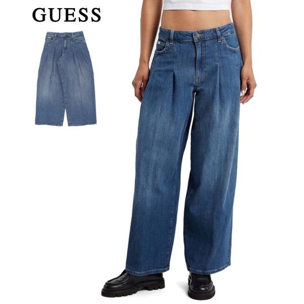 GUESS JEANS G12 Pleated Extra Wide Leg / インディゴブルー