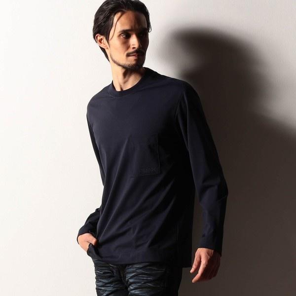 【RIELABO】シルク混ストレッチスムースクルーネックプルオーバー