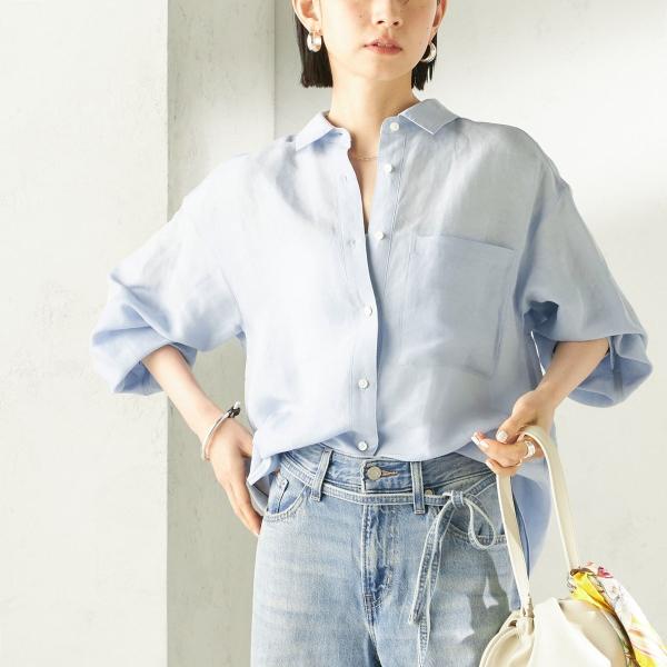 【実力派ベーシック】〈手洗い可能〉IMPERIAL LINEN 混 オーバー サイズ シャツ