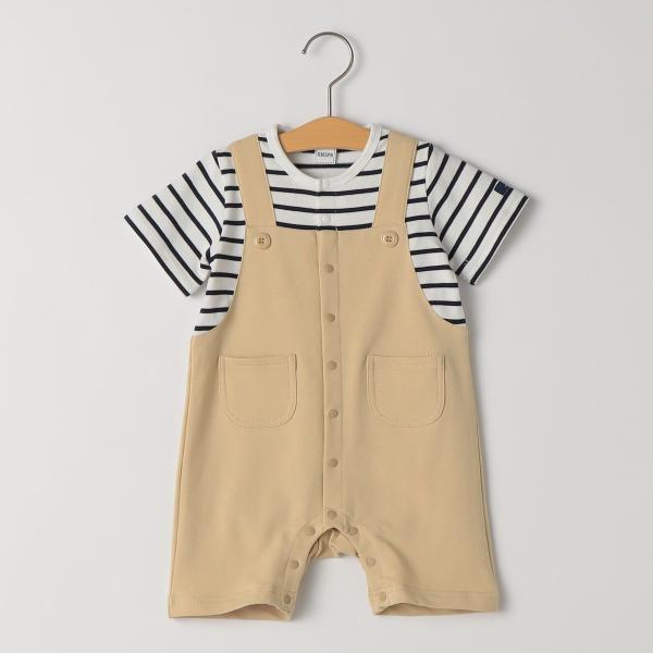 SHIPS KIDS:70〜80cm / フェイク サスペンダー ロンパース
