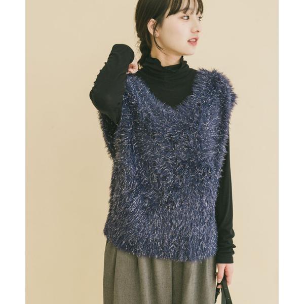 シャギーショートニットベスト