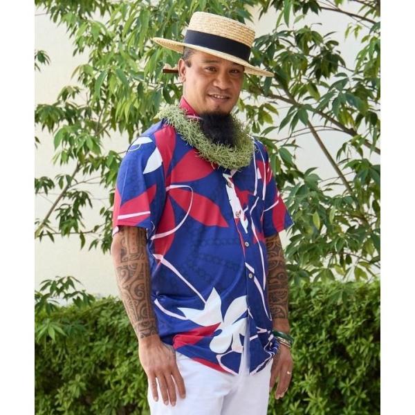 【マウナロア】Ocean Blue Bird ティアレトアメンズシャツ