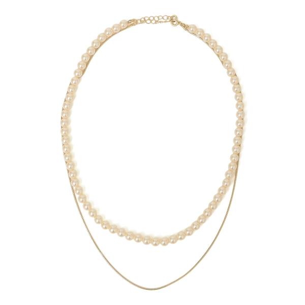 SHIPS Colors:パールモチーフ × チェーン 2連 ネックレス 2◇