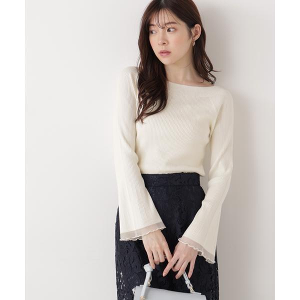 シアー切り替えボートネックニット　26SS