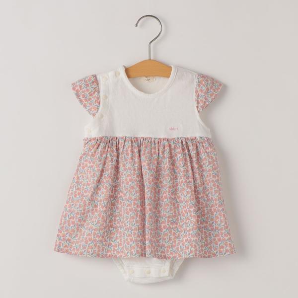 SHIPS KIDS:70〜80cm / フラワー スカート ロンパース