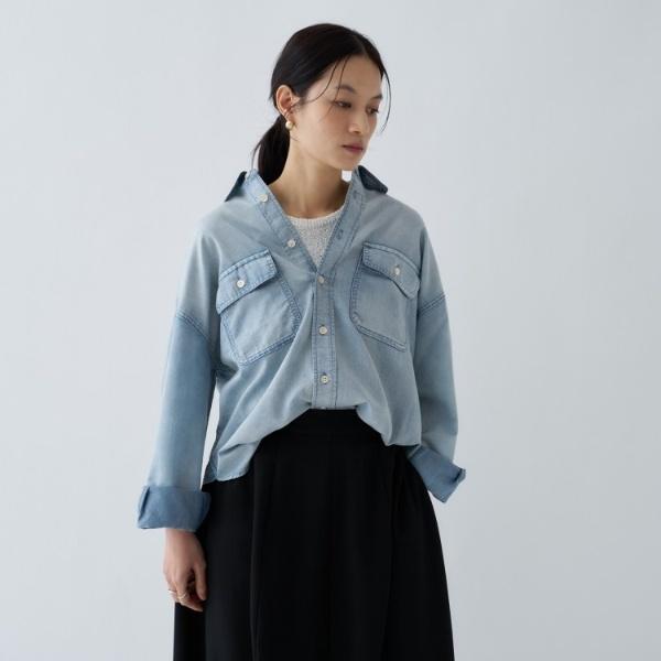 【マシンウォッシュ】シアーデニムオーバーシャツ