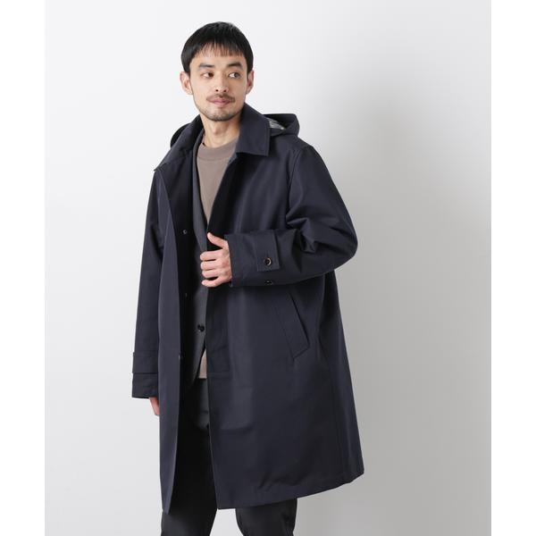 フーデッドステンカラーコート「WARP PRINT」ライニング