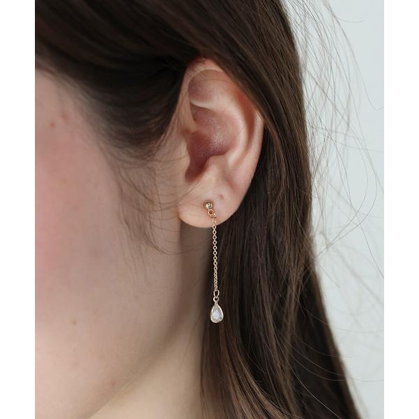 ジルコニアドロップチェーンピアス