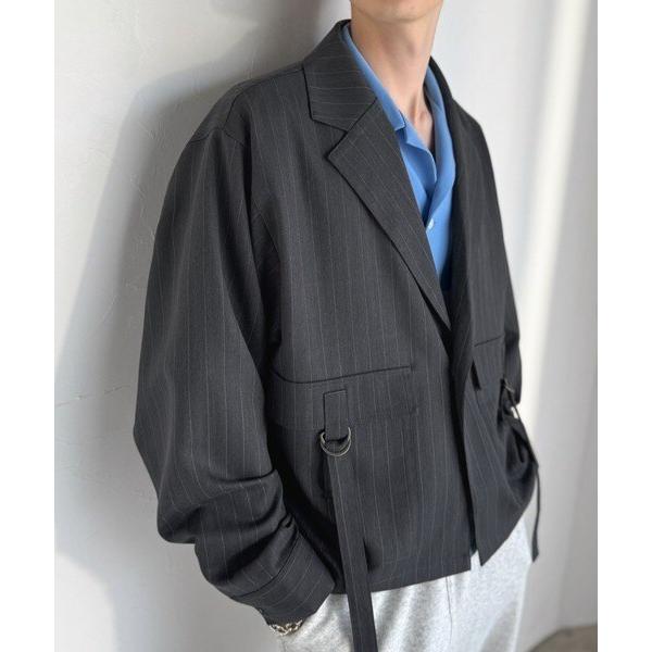 《JaVaジャバコラボ》ショート丈ポケットデザインテーラードシャツジャケット（ヘリンボーン柄）